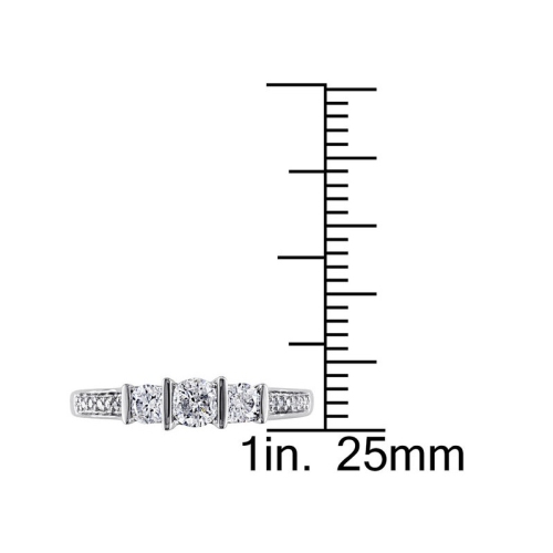 1/2 Carat Three Stone Diamond Engagement Ring in 10K White Gold