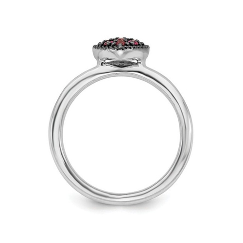 2/5 Carat Lab Created Ruby Cluster Heart Promise Ring in Sterling Silver