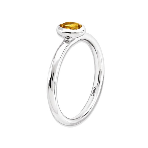 2/5 Carat Solitaire Oval Citrine Ring in Sterling Silver
