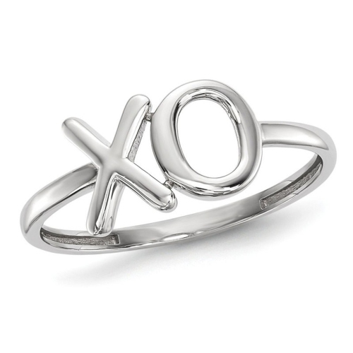 GEM AND HARMONY  Ladies 14K Gold Polished X-O Fashion Ring In White