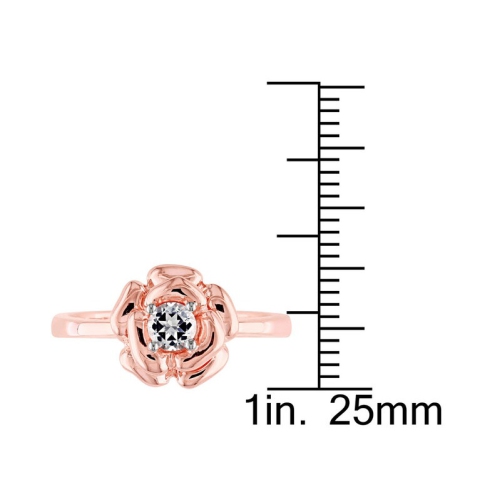 1/3 Carat Lab-Created White Sapphire Floral Ring Rose-plated Sterling Silver