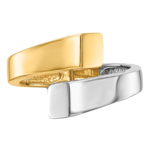 14K White and Yellow Gold Square Overlapping Ring Band