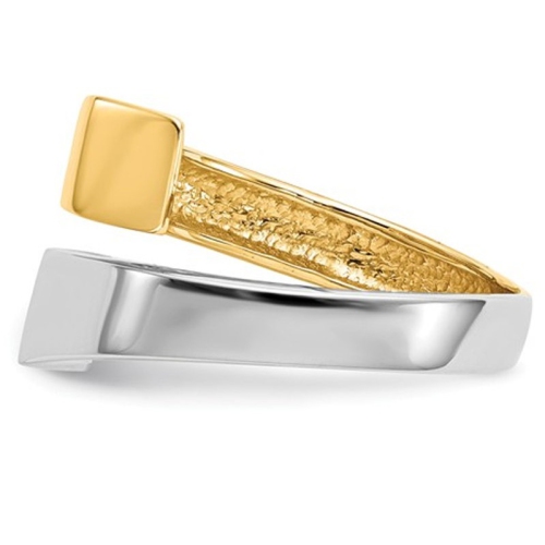 14K White and Yellow Gold Square Overlapping Ring Band