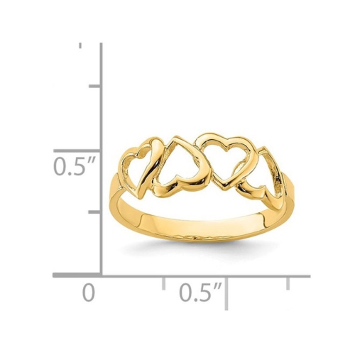14K Yellow Gold High Polished Heart Promise Ring
