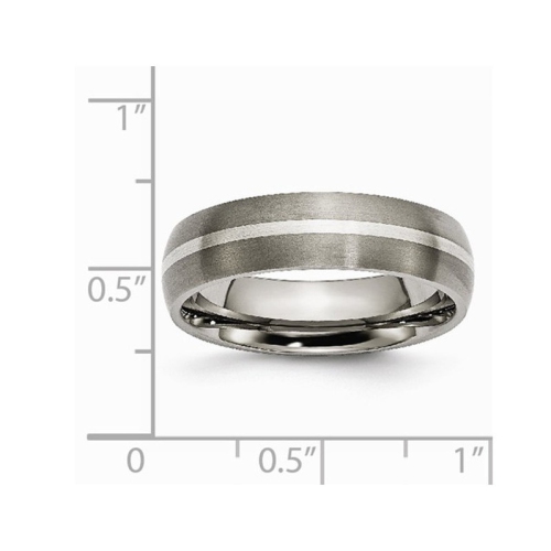 Mens Chisel Titanium Sterling Silver Inlay 6mm Brushed Wedding Band Ring