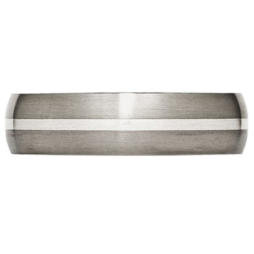 Mens Chisel Titanium Sterling Silver Inlay 6mm Brushed Wedding Band Ring