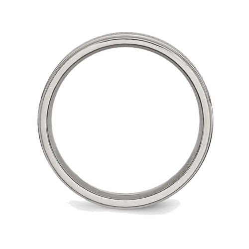 Mens Titanium Ridged Edge Weave 6mm Wedding Band Ring