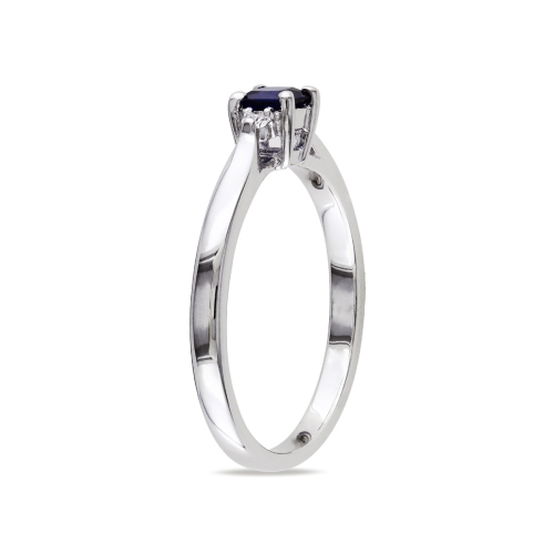 2/5 Carat Lab-Created Blue Sapphire & Diamond Ring in Sterling Silver