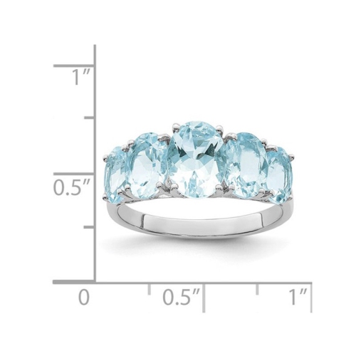 3.00 Carat Light Aquamarine Five Stone Ring in Sterling Silver