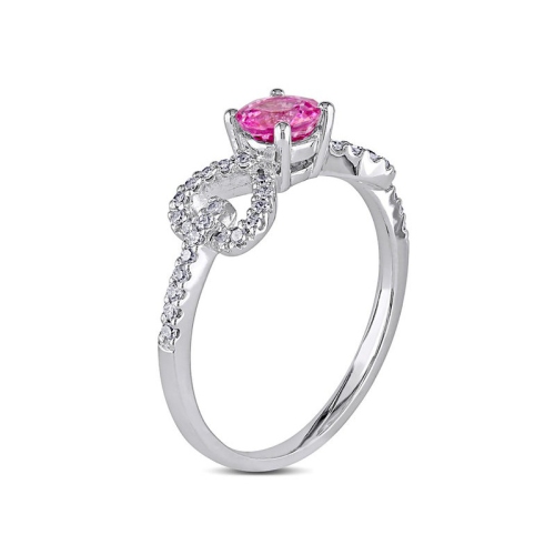 3/8 Carat Lab-Created Pink Sapphire Heart Ring in 10K White Gold