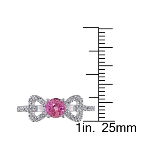 3/8 Carat Lab-Created Pink Sapphire Heart Ring in 10K White Gold