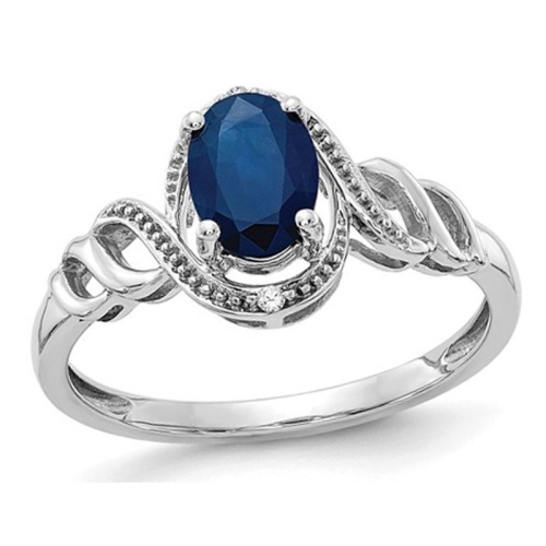 GEM AND HARMONY  Ladies 1.00 Carat (Ctw) Natural Sapphire Ring In 10K White Gold In Blue