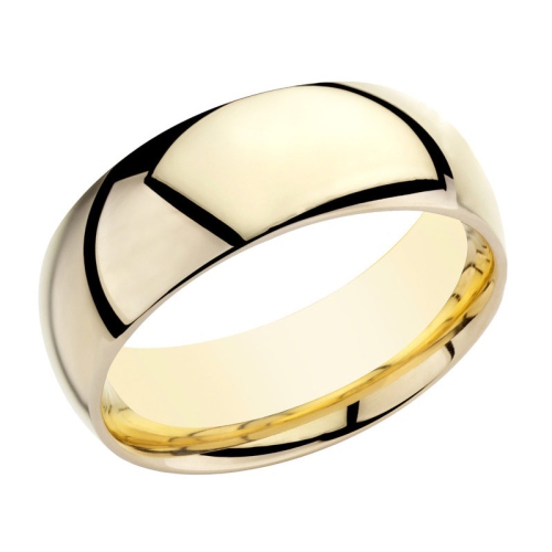 Mens 14K Yellow Gold 8mm Comfort Fit Wedding Band Ring