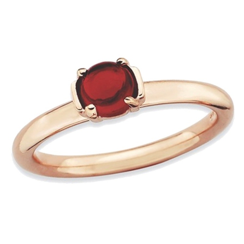 GEM AND HARMONY  Natural Garnet Ring 2/5 Carat (Ctw) In Rose Pink Plated Sterling Silver In Red