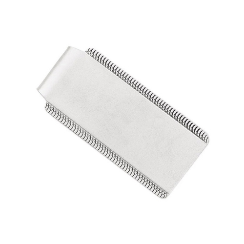 Mens Rhodium-Plated Satin Money Clip in Sterling Silver