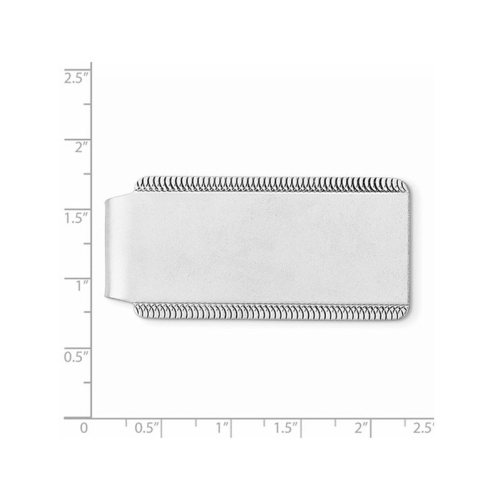 Mens Rhodium-Plated Satin Money Clip in Sterling Silver