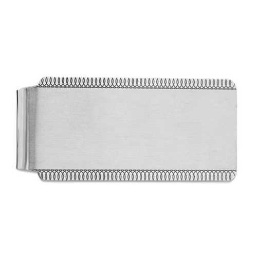 Mens Rhodium-Plated Satin Money Clip in Sterling Silver