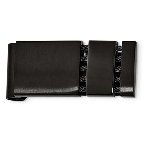 Mens Stainless Steel Black-Plated Money Clip