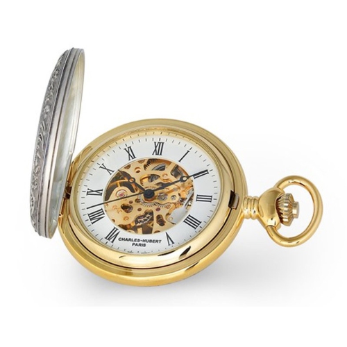 Charles Hubert 2-Tone Ribbon & Shield Pocket Watch (47mm)