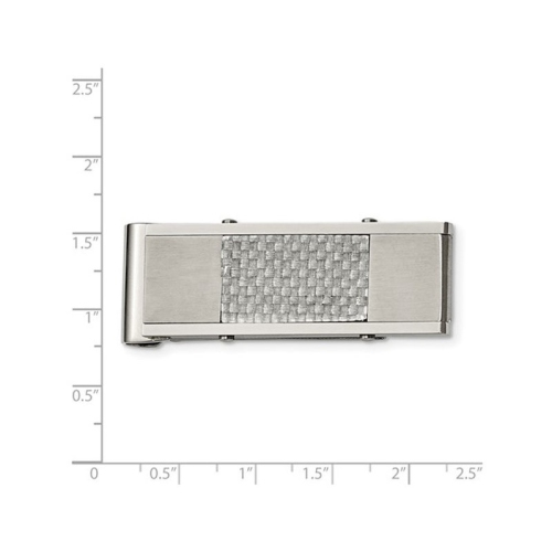 Mens Stainless Steel Grey Carbon Fiber Money Clip