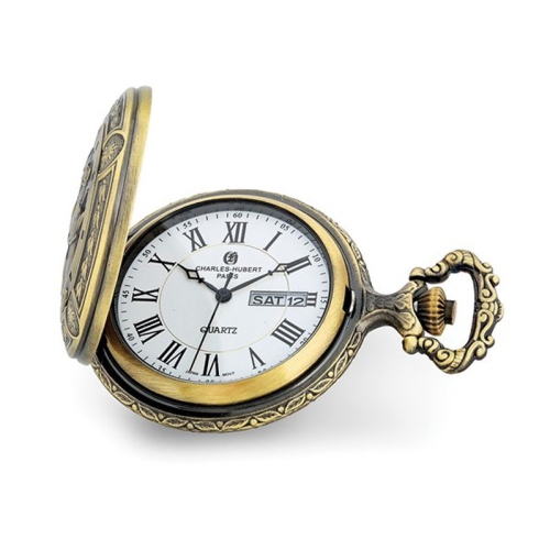 GEM AND HARMONY  Antique Finish 2-Horses Pocket Watch In Yellow