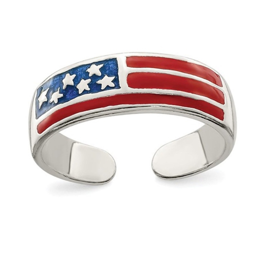 American Flag Toe Ring in Sterling Silver
