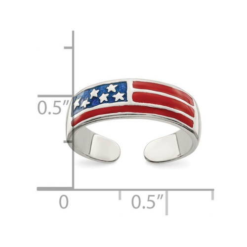 American Flag Toe Ring in Sterling Silver
