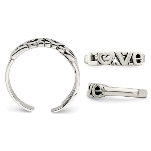 Sterling Silver Antiqued LOVE Toe Ring