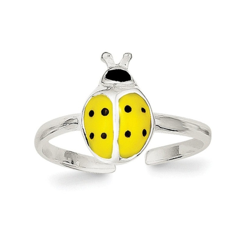 Sterling Silver Enameled & Polished Lady Bug Toe Ring