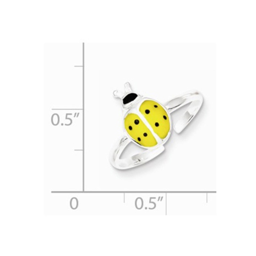 Sterling Silver Enameled & Polished Lady Bug Toe Ring