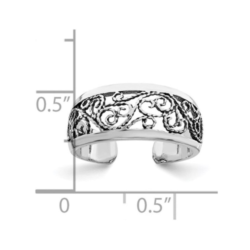Sterling Silver Antiqued Floral Toe Ring