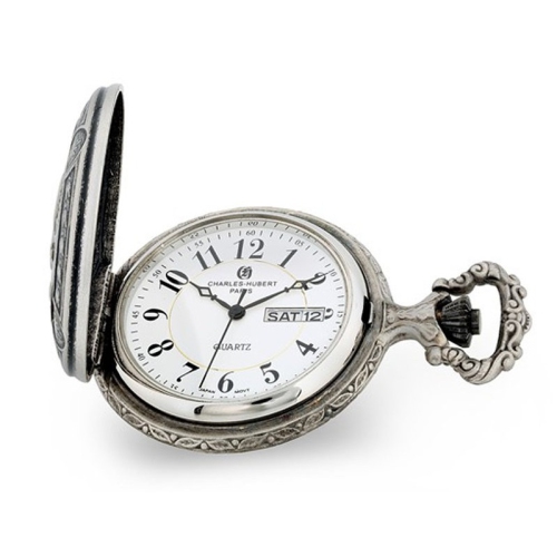 Charles Hubert Antique Chrome Finish Sailing Ship Pocket Watch (48mm)
