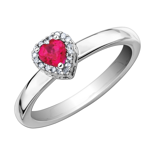 GEM AND HARMONY  1/2 Carat (Ctw) Lab-Created Ruby Heart Ring In Sterling In Silver