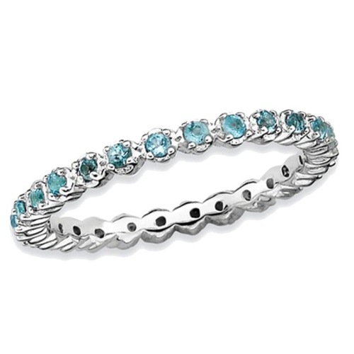 GEM AND HARMONY  Natural Topaz Stackable Band Ring 1/2 Carat (Ctw) In Sterling Silver In Blue