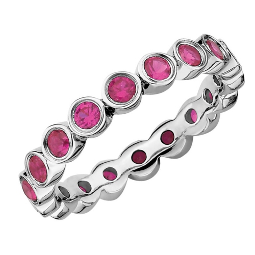GEM AND HARMONY  Created Synthetic Ruby Ring 1.70 Carat (Ctw) In Sterling In Silver