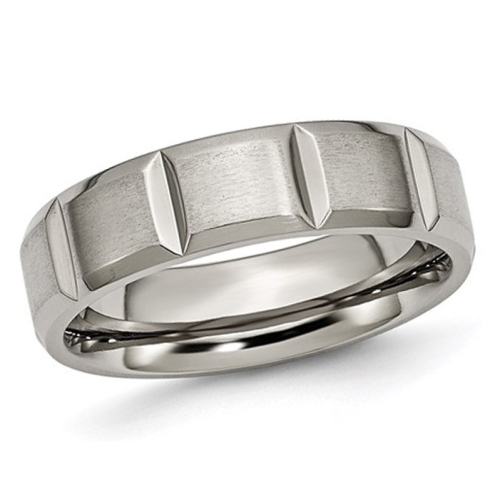 GEM AND HARMONY  Mens Titanium Grooved 6MM Wedding Band Ring In Multicolor