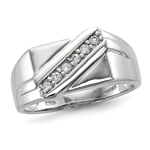 GEM AND HARMONY  Mens Synthetic Cubic Zirconia (Cz) Band Ring In Sterling In Silver