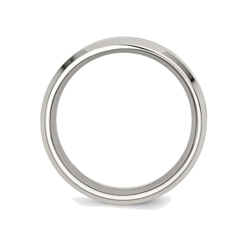 Mens Stainless Steel 8mm Polished Red Wood Inlay Wedding Band Ring