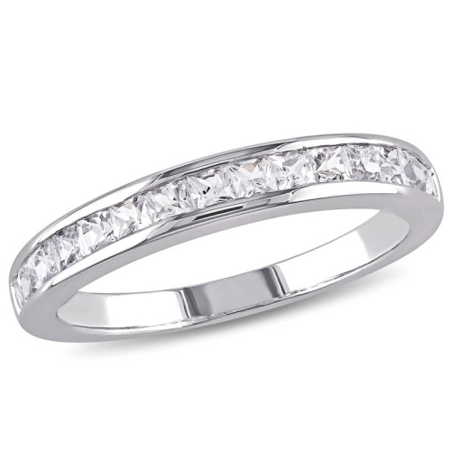 3/4 Carat Lab-Created White Sapphire Wedding Anniversary Band Ring in Sterling Silver