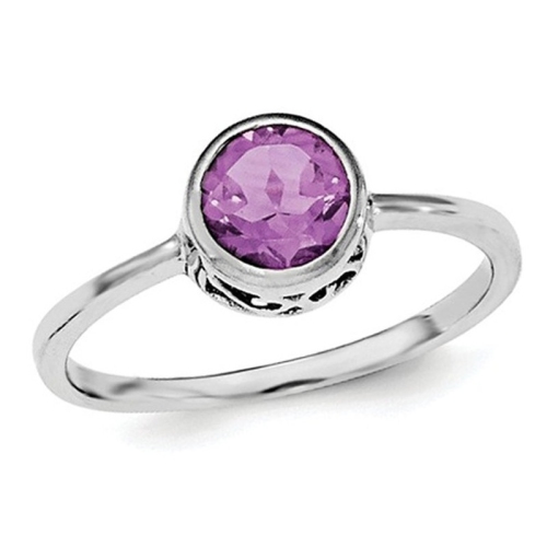 GEM AND HARMONY  Ladies Solitaire Amethyst Ring 3/4 Carat (Ctw) In Sterling In Silver