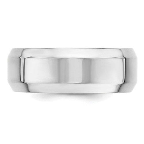 Mens 10K White Gold 8mm Comfort Fit Wedding Band Ring with Bevel Edge