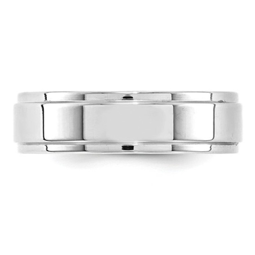 Ladies or Mens 14K White Gold 6mm Flat Wedding Band Ring with Step Edge