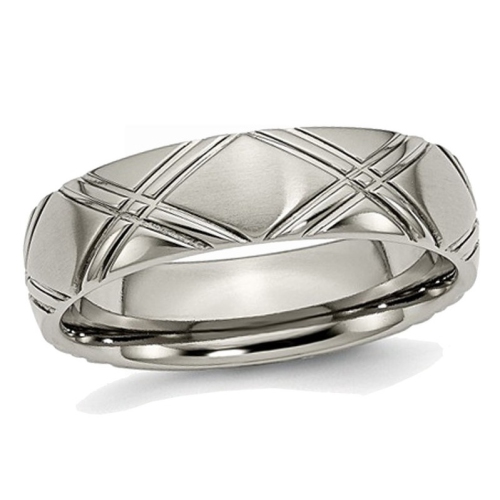 GEM AND HARMONY  Mens Titanium Criss Cross 6MM Brushed And Polished Wedding Band Ring In Multicolor