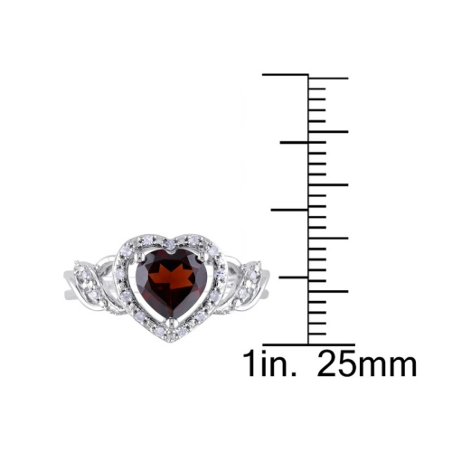 Garnet Heart Ring 1.50 Carats in Sterling Silver