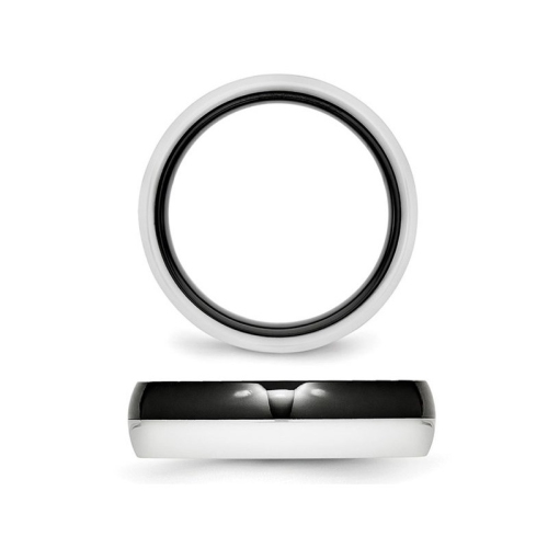 Hommes ou dames Bague de mariage en céramique noir et blanc 6mm