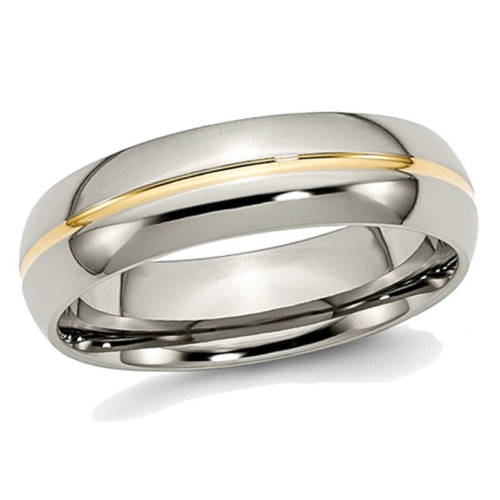GEM AND HARMONY  Mens Chisel Titanium 6MM Plated Wedding Band Ring In Yellow