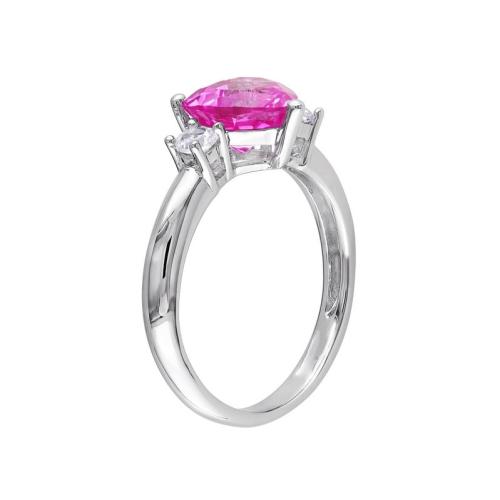 2.50 Carat Lab-Created Pink Sapphire and Lab-Created White Sapphire Heart Ring Sterling Silver