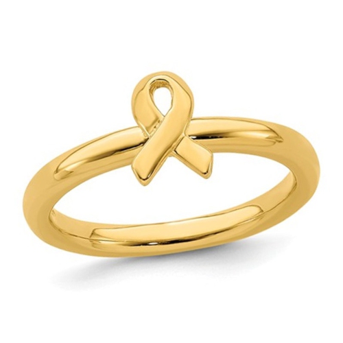 GEM AND HARMONY  Plated Sterling Silver Awareness Ribbon Ring In Yellow