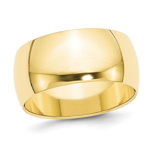 GEM AND HARMONY  Mens 10K Gold Solid Polished 10MM Wedding Band Ring In Yellow