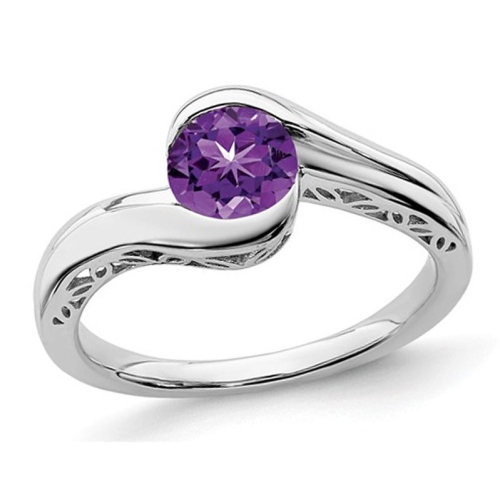 Bague en or blanc 10K ct avec améthyste solitaire 2/3&nbsp;carat